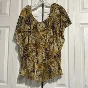 Essentials by Milano tan & brown blouse shirt top